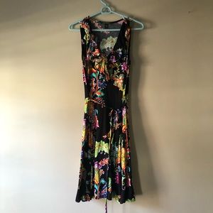 Ralph Lauren Women’s Black Tropical Print Cotton Sundress Size L